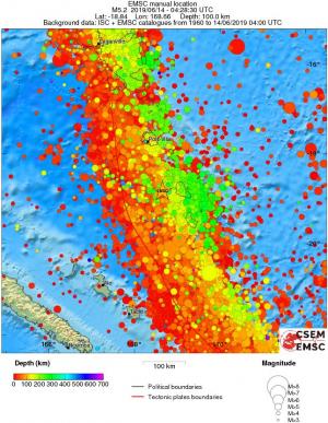 regional depth historical seismicity