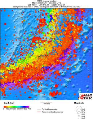 regional depth historical seismicity