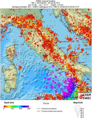 regional depth historical seismicity