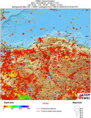 regional depth historical seismicity