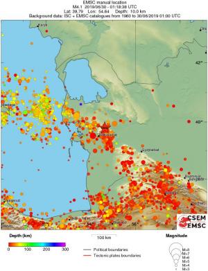 regional depth historical seismicity