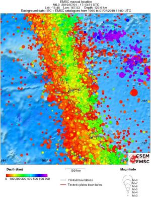 regional depth historical seismicity