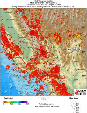 regional depth historical seismicity
