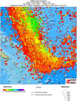 regional depth historical seismicity