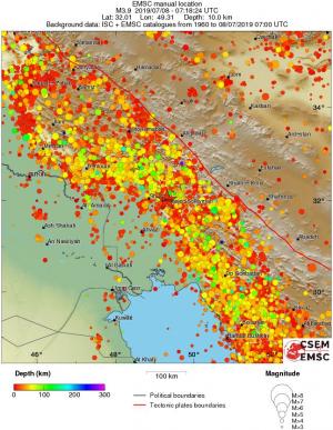 regional depth historical seismicity