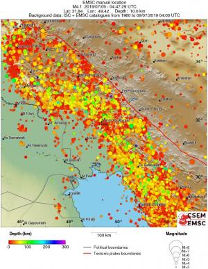 regional depth historical seismicity
