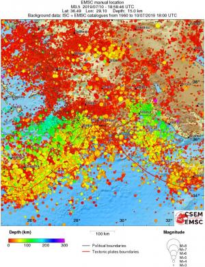 regional depth historical seismicity