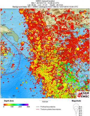 regional depth historical seismicity