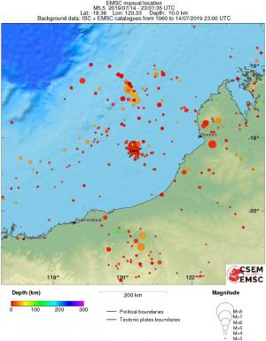 regional depth historical seismicity
