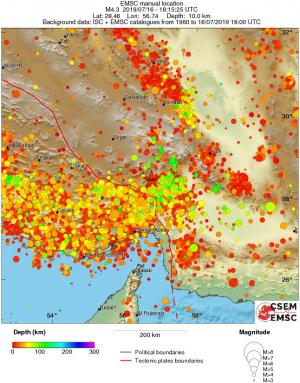 regional depth historical seismicity