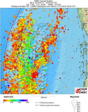regional depth historical seismicity