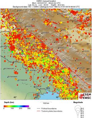 regional depth historical seismicity