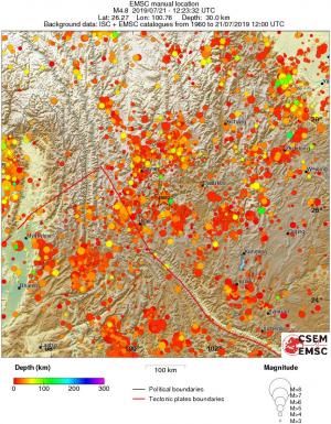 regional depth historical seismicity