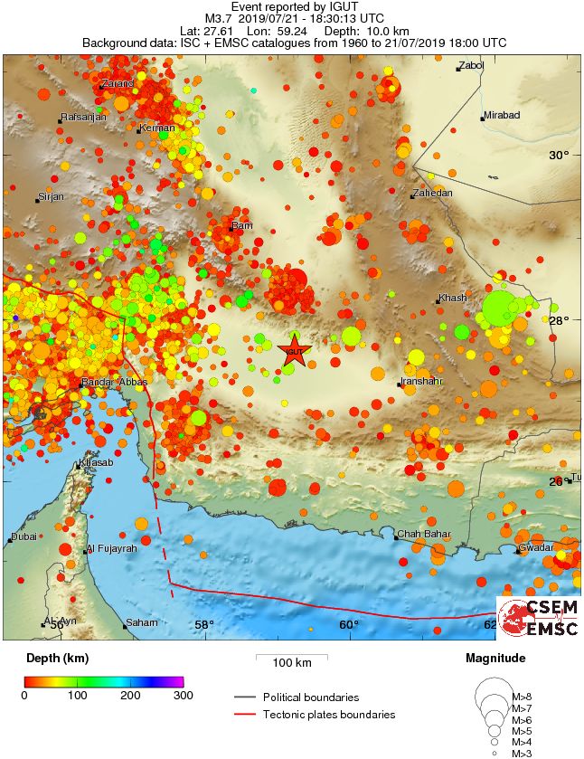 regional depth historical seismicity