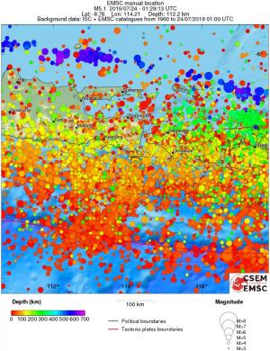 regional depth historical seismicity