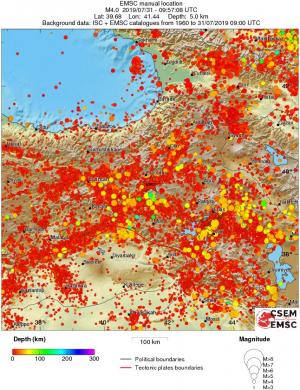 regional depth historical seismicity