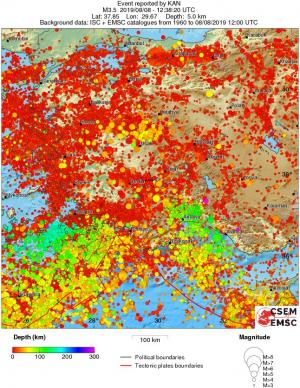regional depth historical seismicity