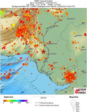 regional depth historical seismicity