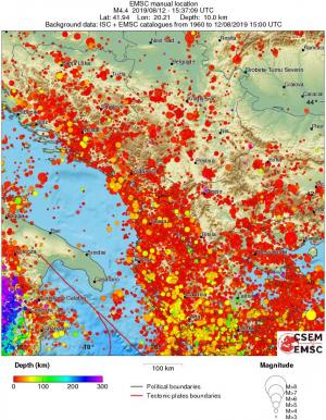 regional depth historical seismicity
