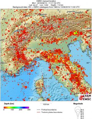 regional depth historical seismicity