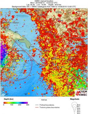 regional depth historical seismicity