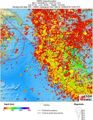regional depth historical seismicity