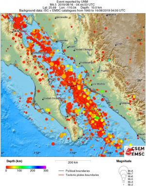 regional depth historical seismicity