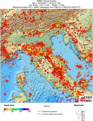 regional depth historical seismicity