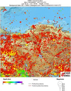 regional depth historical seismicity