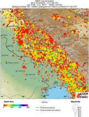 regional depth historical seismicity