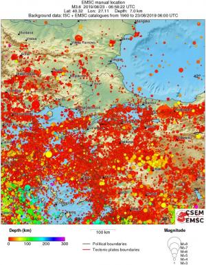 regional depth historical seismicity