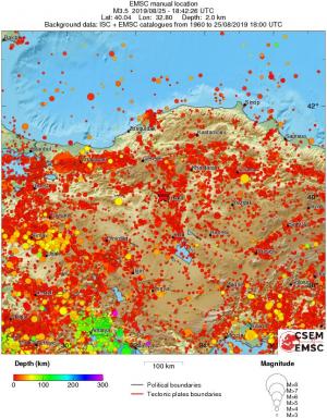 regional depth historical seismicity
