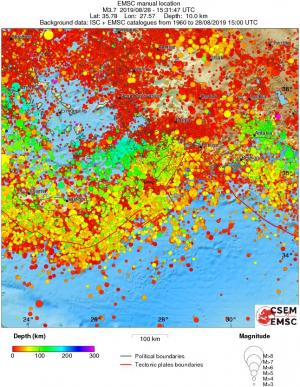regional depth historical seismicity