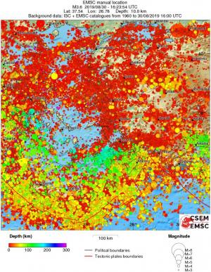 regional depth historical seismicity