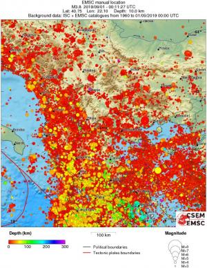 regional depth historical seismicity