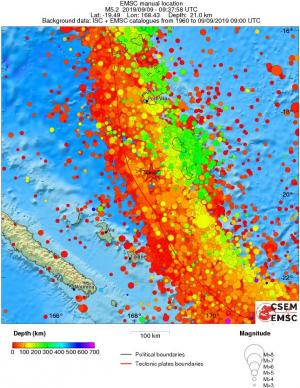 regional depth historical seismicity