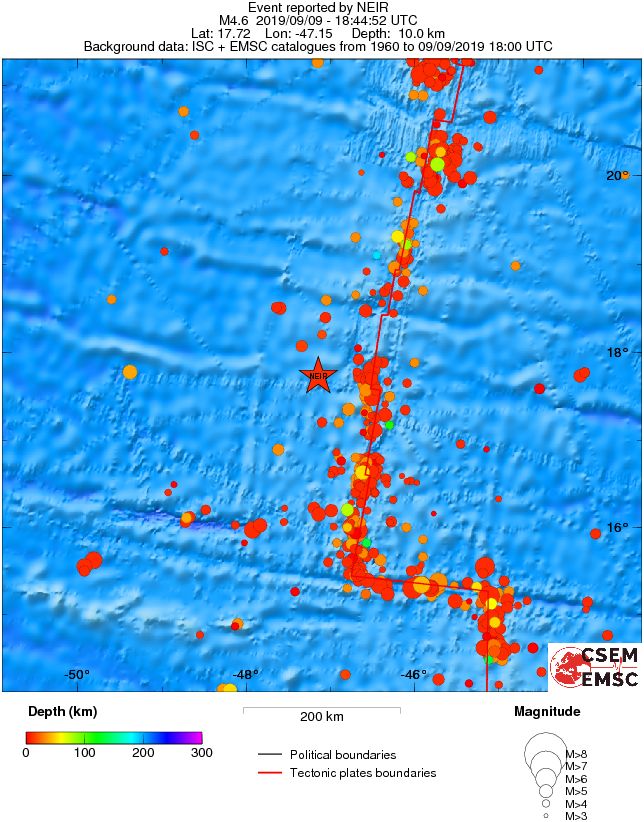 regional depth historical seismicity