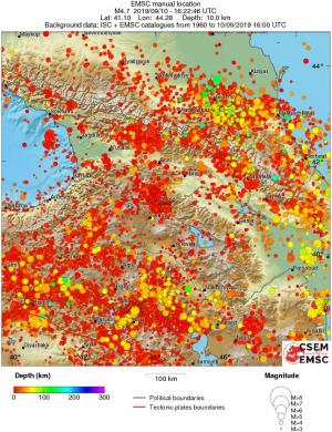 regional depth historical seismicity