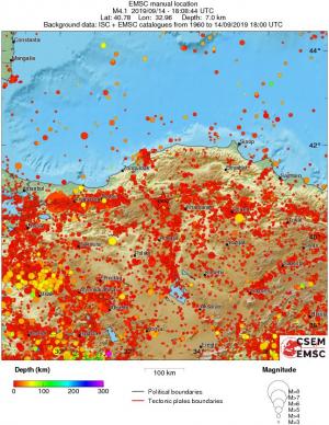 regional depth historical seismicity