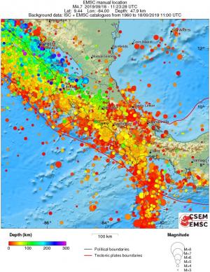regional depth historical seismicity