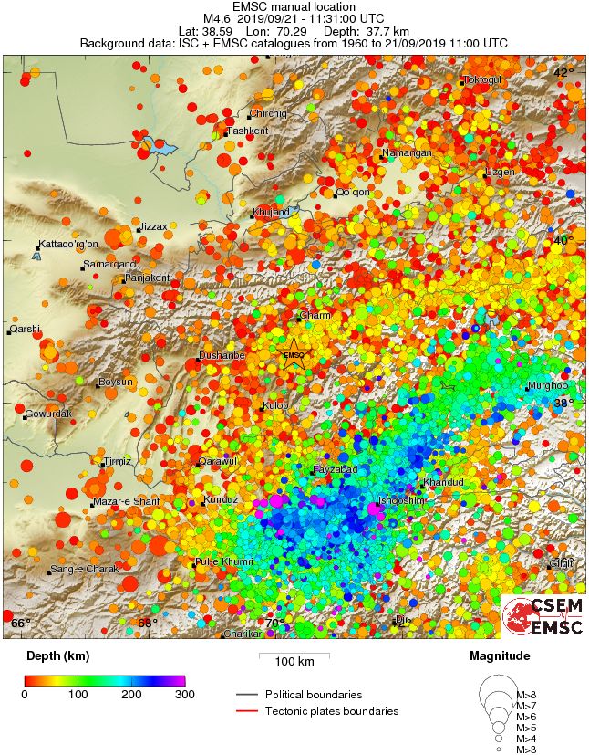 regional depth historical seismicity