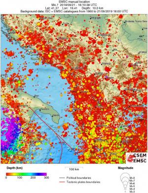 regional depth historical seismicity