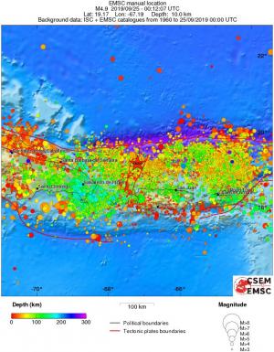 regional depth historical seismicity