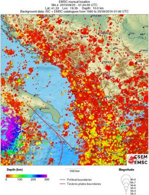 regional depth historical seismicity