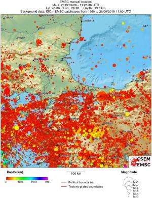 regional depth historical seismicity