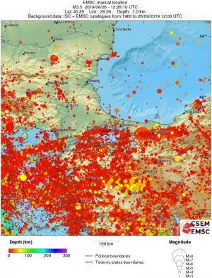 regional depth historical seismicity
