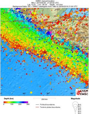 regional depth historical seismicity