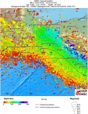 regional depth historical seismicity