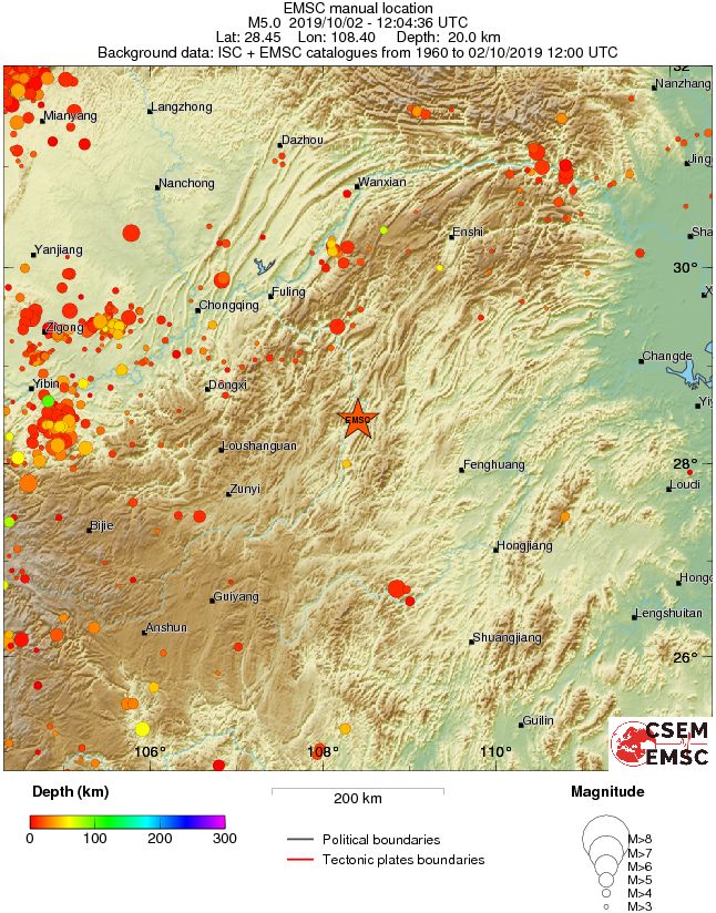 regional depth historical seismicity