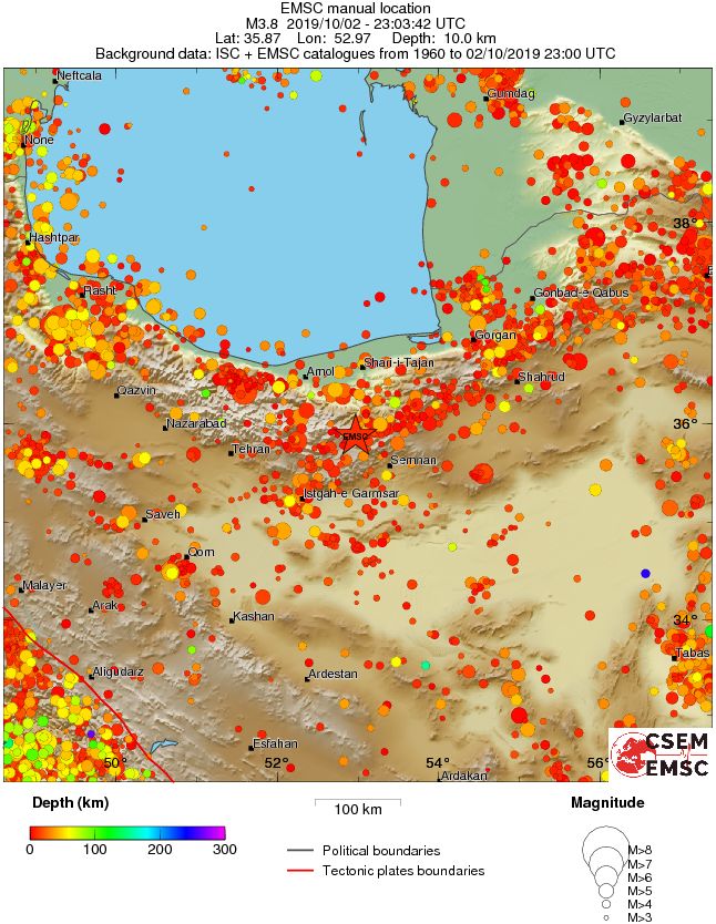 regional depth historical seismicity